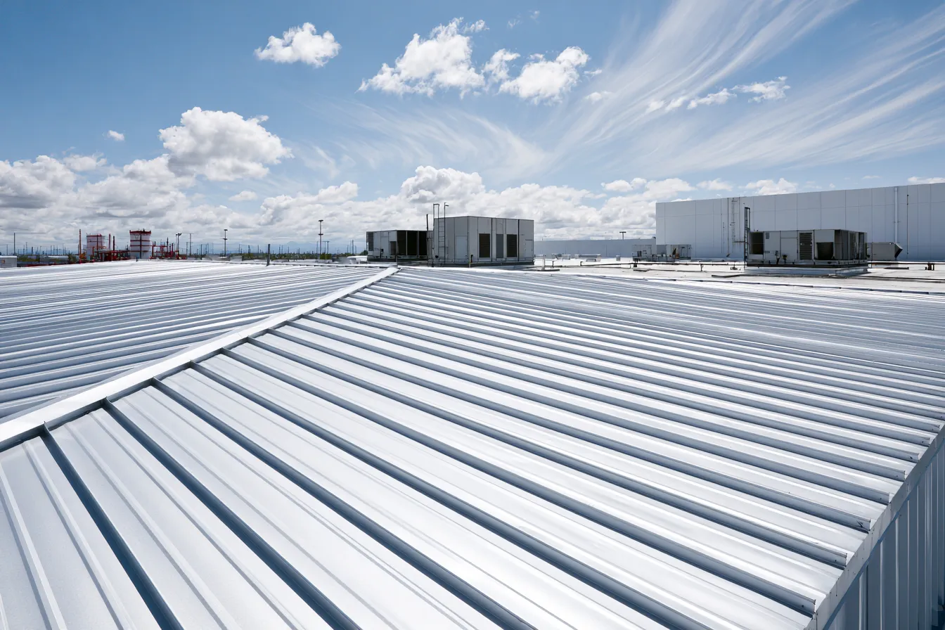 Standing seam panels covering a large warehouse